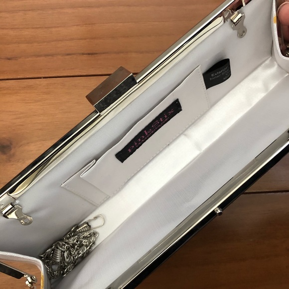 Silver Clutch Fancy Formal Dressy Purse Pink Stix - Picture 6 of 6